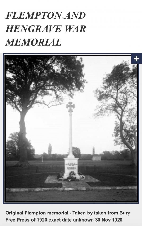 Flempton cum Hengrave War Memorial 1920